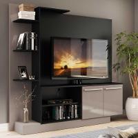 Estante Com Suporte Tv 55'' Denver Multimóveis V3069 Preta/Lacca Fumê Preto/Lacca Fumê - 7