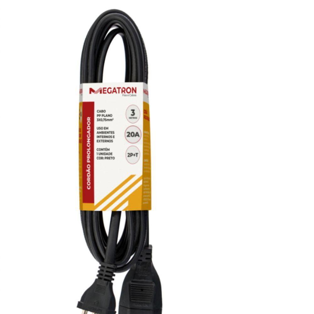 Extensao Cabo Prolongador Pp 3x2,50mm 3 Metros Preto 413 - 3