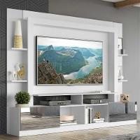 Estante Com Suporte Tv 65" Portas C/ Espelho Oslo Multimóveis V3382 Branco/Lacca Fumê - 7