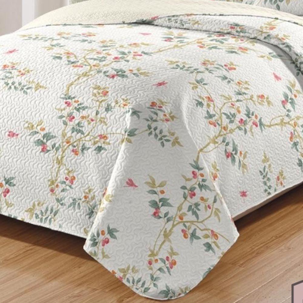 Kit Cobre Leito Colcha Daily Casal 3 Peças Dupla Face Estampado Floral - Floral 20 - 100% Poliéster - 3