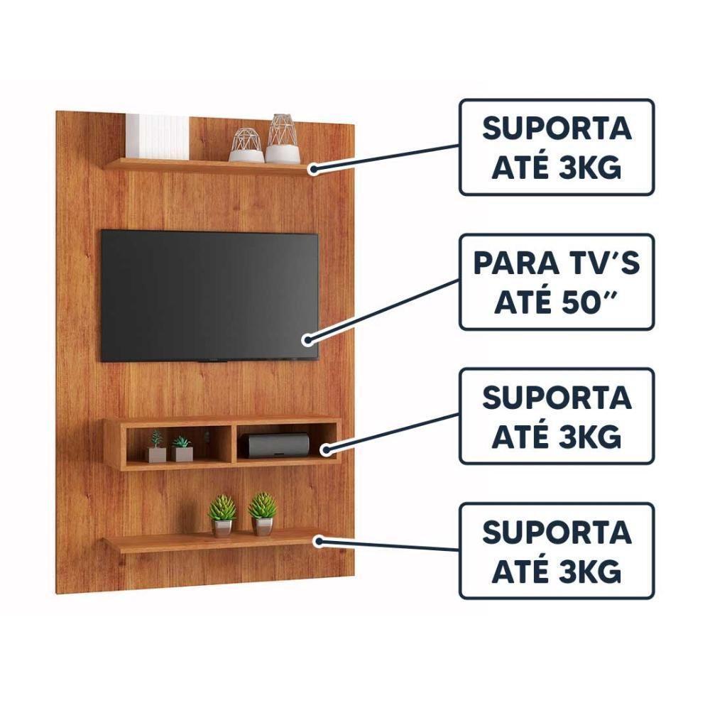 Painel Para Tv Até 50 Byte Com Nicho E 2 Prateleiras Mel Mel - 2