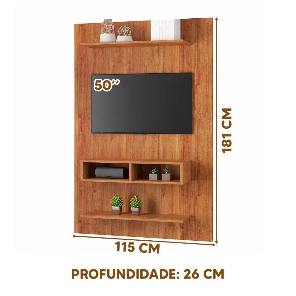 Painel Para Tv Até 50 Byte Com Nicho E 2 Prateleiras Mel Mel - 3