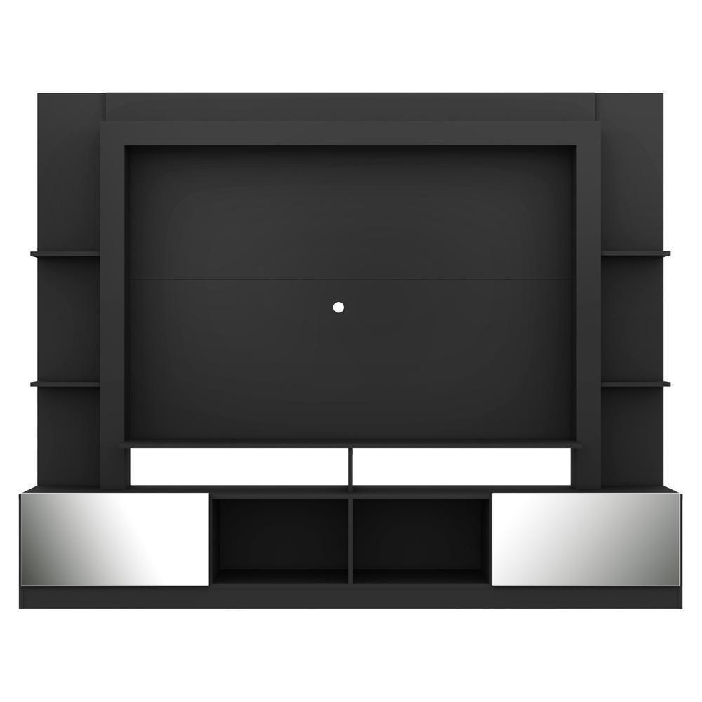 Estante Com Suporte Tv 65" Portas C/ Espelho Oslo Multimóveis V3382 Preta/Branca Preto/Branco - 3