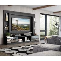 Estante Com Suporte Tv 65" Portas C/ Espelho Oslo Multimóveis V3382 Preta/Branca Preto/Branco - 2