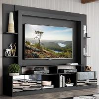 Estante Com Suporte Tv 65" Portas C/ Espelho Oslo Multimóveis V3382 Preta/Branca Preto/Branco - 7