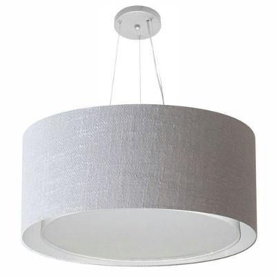 Lustre Pendente Cilíndrico Duplo Vivare Md-4303 Cúpula Em Tecido 70x30cm - Bivolt Rustico-cinza 127/220v