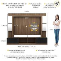 Estante Com Suporte Tv 65" Prateleiras C/ Espelho Oslo Multimóveis V3385 Madeirado/Preto - 6