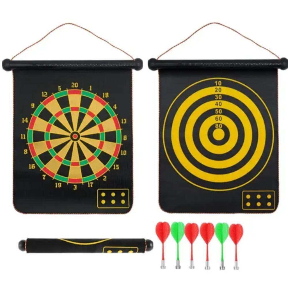 Jogo Dardos Magnetico Grande Tabuleiro Alvo Dupla Face 38cm Com 6 Peças Kit Completo Ima Seguro - 6