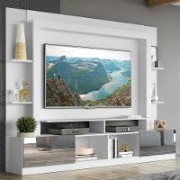 Estante Com Suporte Tv 65" Portas C/ Espelho Oslo Multimóveis V3382 Branco/Madeirado - 7