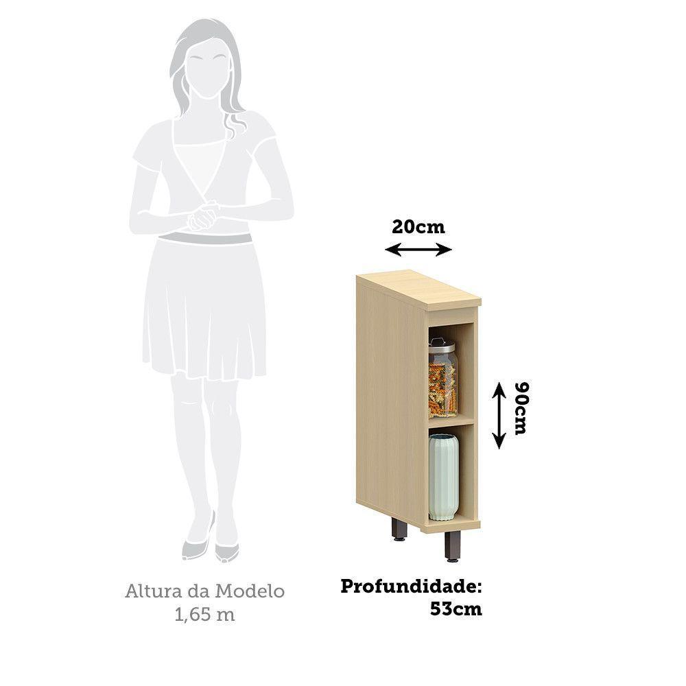 Balcão De Cozinha 100% Mdf 1 Pt 20cm Aura Luciane Móveis Carvalho - 3