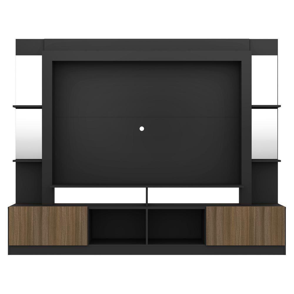 Estante Com Suporte Tv 65" Prateleiras C/ Espelho Oslo Multimóveis V3385 Preto/Madeirado - 3