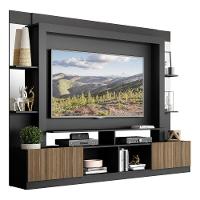 Estante Com Suporte Tv 65" Prateleiras C/ Espelho Oslo Multimóveis V3385 Preto/Madeirado - 1