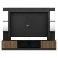 Estante Com Suporte Tv 65" Prateleiras C/ Espelho Oslo Multimóveis V3385 Preto/Madeirado - 3