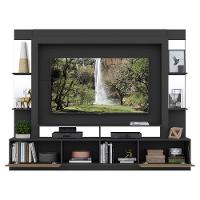 Estante Com Suporte Tv 65" Prateleiras C/ Espelho Oslo Multimóveis V3385 Preto/Madeirado