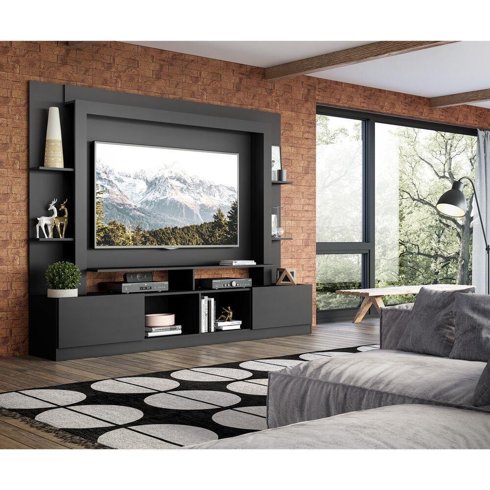 Estante Com Suporte Tv 65" E 2 Portas Oslo Multimóveis V3386 Preta Preto - 2