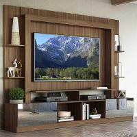 Estante Com Suporte Tv 65" Portas C/ Espelho Oslo Multimóveis V3382 Madeirado/Lacca Fumê - 7