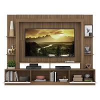Estante Com Suporte Tv 65" Portas C/ Espelho Oslo Multimóveis V3382 Madeirado/Branco