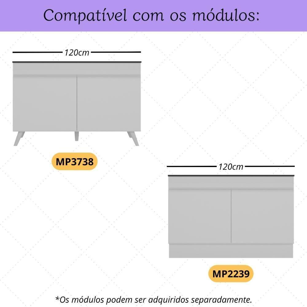 Kit 2 Puxadores Com 5 Pés Palito Retrô Para Balcão Cozinha 120cm Veneza Multimóveis Mp2308 Branco Branco - 2