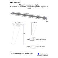 Kit 2 Puxadores Com 5 Pés Palito Retrô Para Balcão Cozinha 120cm Veneza Multimóveis Mp2308 Branco Branco - 3