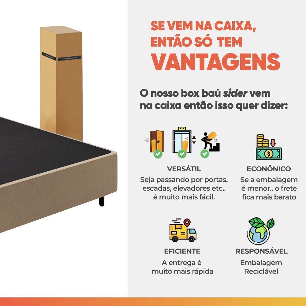 Cama Box Desmontável Com Baú Lateral King Para Colchão De 1,93m Sider Bege - 4