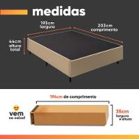 Cama Box Desmontável Com Baú Lateral King Para Colchão De 1,93m Sider Bege - 2