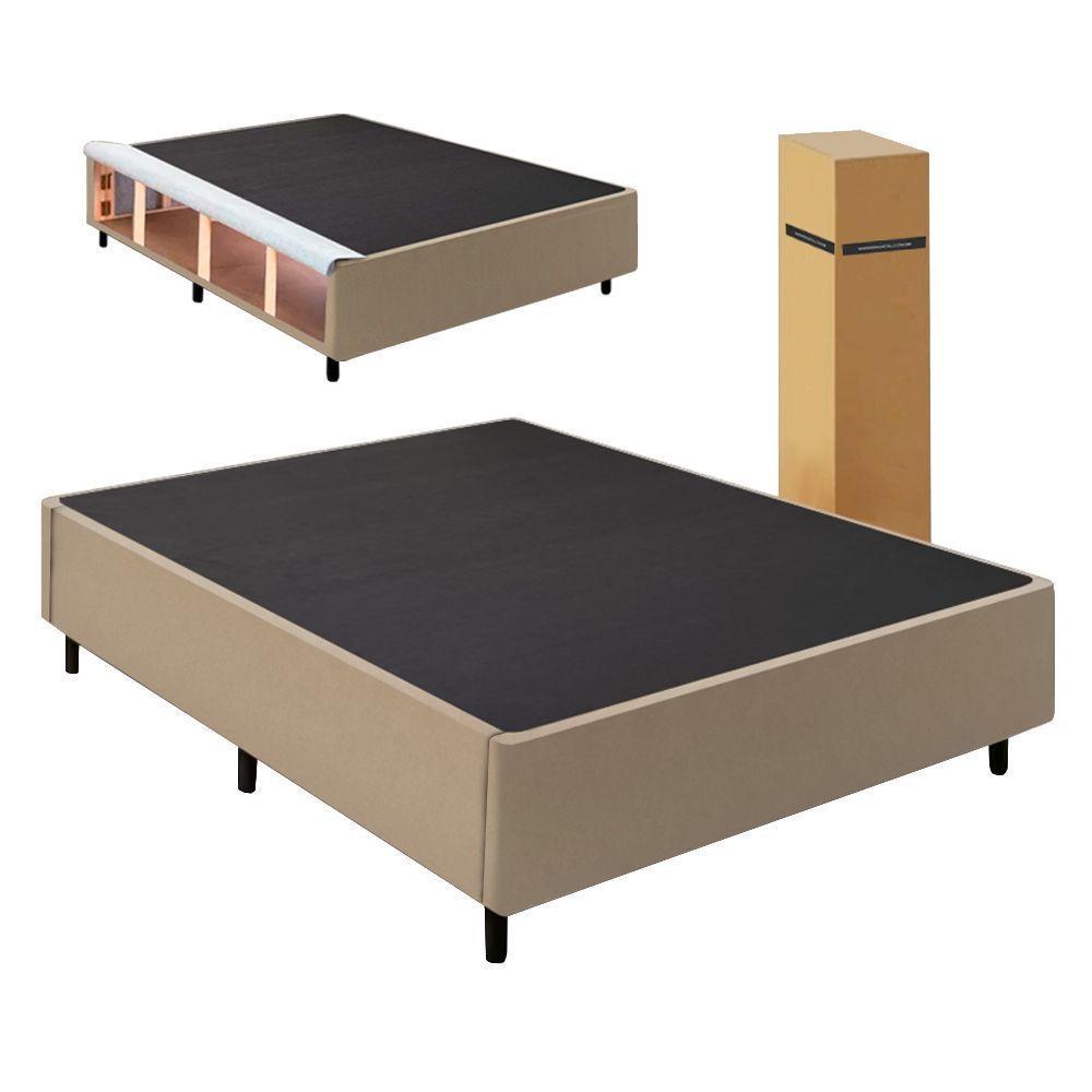 Cama Box Desmontável Com Baú Lateral Queen Para Colchão De 1,58m Sider Bege - 1