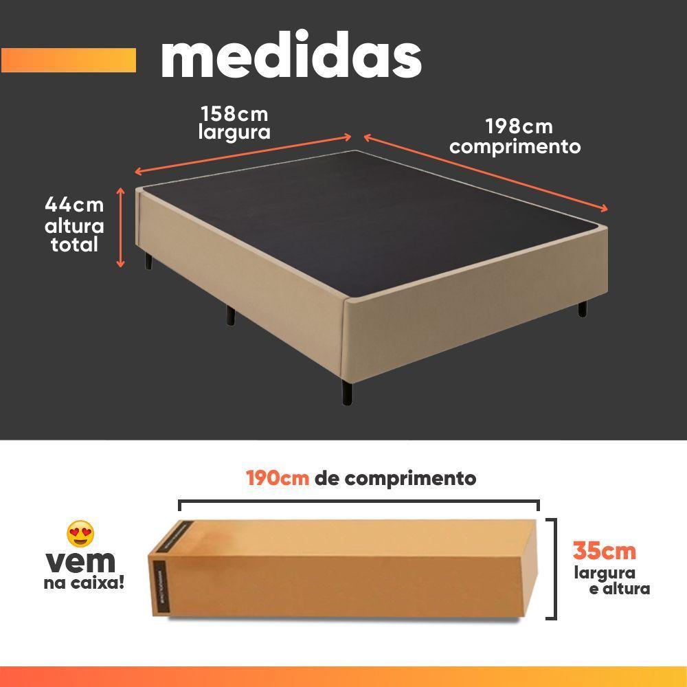 Cama Box Desmontável Com Baú Lateral Queen Para Colchão De 1,58m Sider Bege - 2