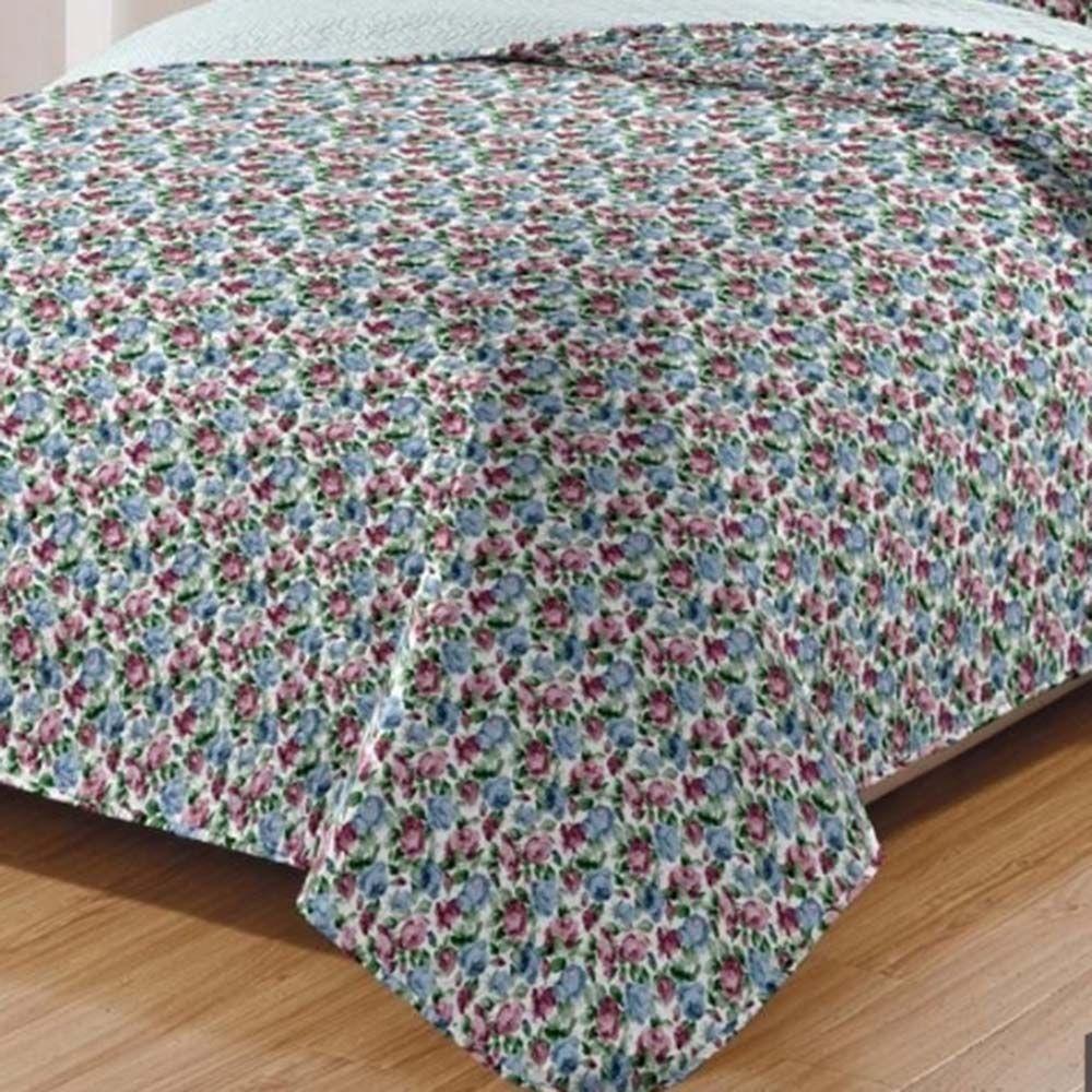 Kit Cobre Leito Colcha Daily Casal 3 Peças Dupla Face Estampado Floral - Floral 21 - 100% Poliéster - 3