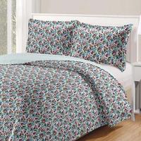 Kit Cobre Leito Colcha Daily Casal 3 Peças Dupla Face Estampado Floral - Floral 21 - 100% Poliéster - 2