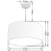 Lustre Pendente Cilíndrico Duplo Md-4296 Cúpula Em Tecido 55x30cm Palha - Bivolt - 2