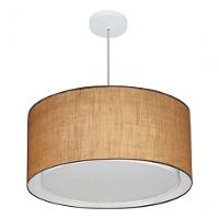 Lustre Pendente Cilíndrico Duplo Md-4296 Cúpula Em Tecido 55x30cm Palha - Bivolt - 3