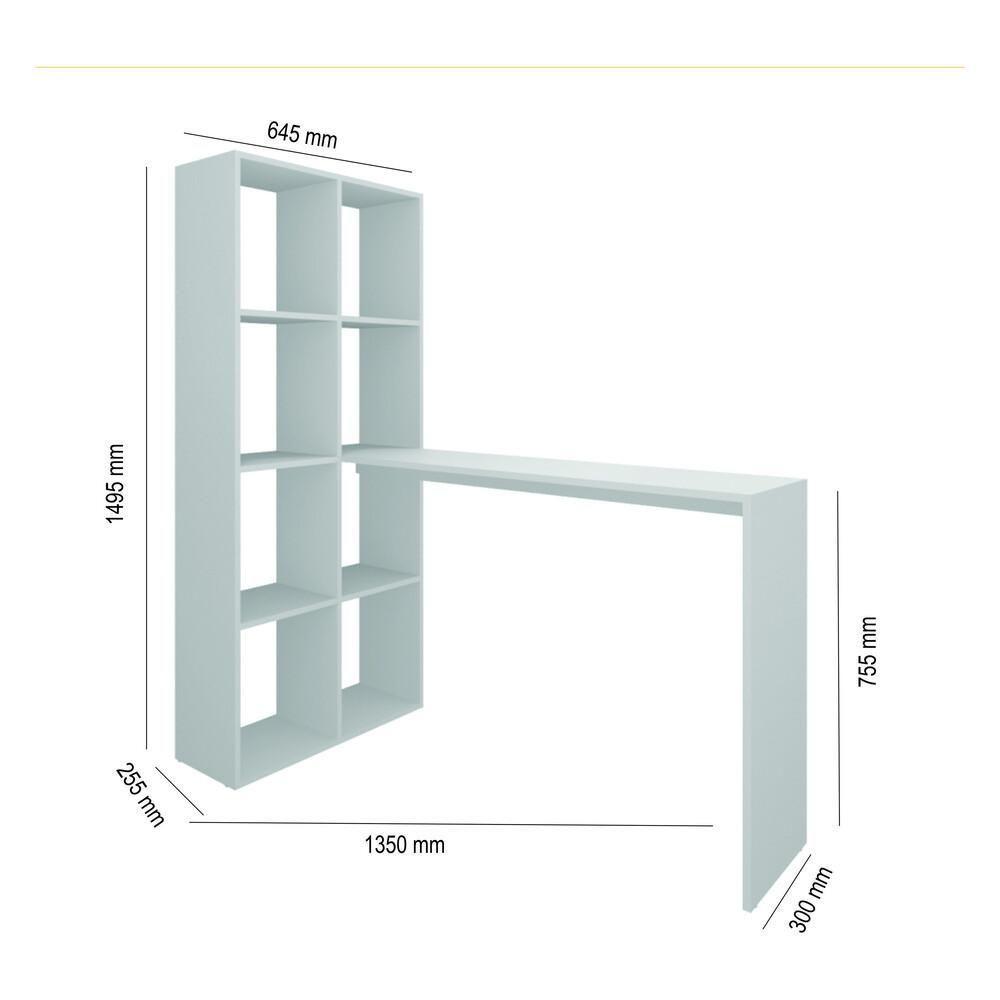 Escrivaninha Com Estante Lateral Multimóveis V2561 Branca/Lacca Fumê Branco/Lacca Fumê - 3