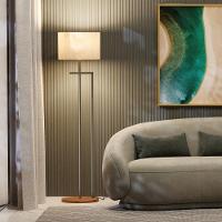 Luminária Abajur De Chão Salone Aço Carbono Champanhe Com Cúpula Palha Italiana - 1