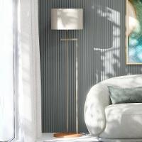 Luminária Abajur De Chão Salone Aço Carbono Champanhe Com Cúpula Palha Italiana - 2