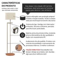 Luminária Abajur De Chão Salone Aço Carbono Champanhe Com Cúpula Palha Italiana - 3