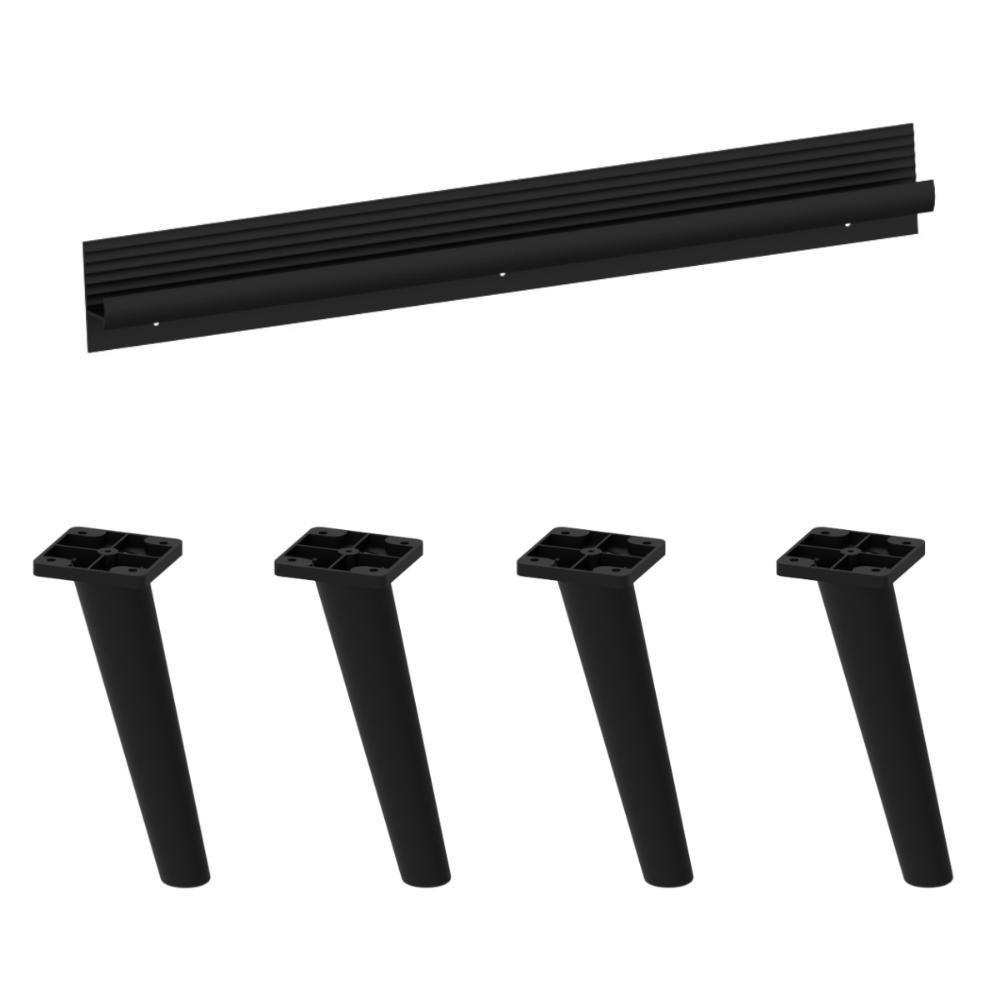 Kit Puxador Com 4 Pés Palito Retrô Para Balcão De Canto 90cm Veneza Multimóveis Mp2311 Preto Preto - 1