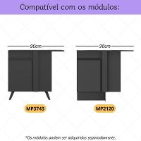 Kit Puxador Com 4 Pés Palito Retrô Para Balcão De Canto 90cm Veneza Multimóveis Mp2311 Preto Preto - 2