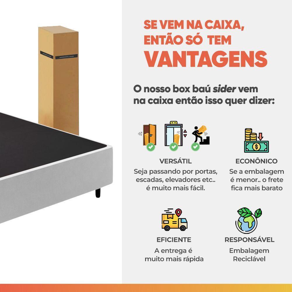 Cama Box Desmontável Com Baú Lateral Queen Para Colchão De 1,58m Sider Branco - 4