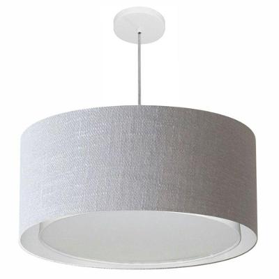 Lustre Pendente Cilíndrico Duplo Vivare Md-4298 Cúpula Em Tecido 60x30cm - Bivolt Rustico-cinza 127/220v