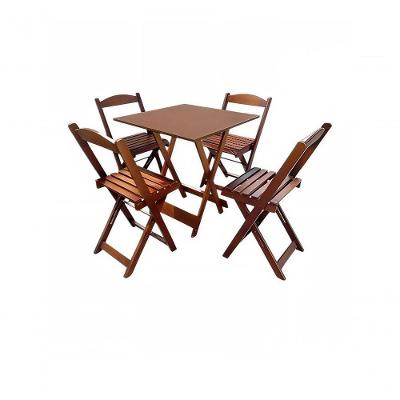 Conjunto De Mesa 70x70 Com 4 Cadeiras Dobrável Tampo Liso Imbuia