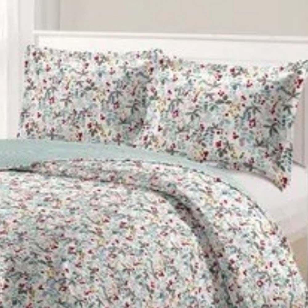 Kit Cobre Leito Colcha Daily Queen 3 Peças Dupla Face Estampado - Floral 53 - 100% Poliéster - 2