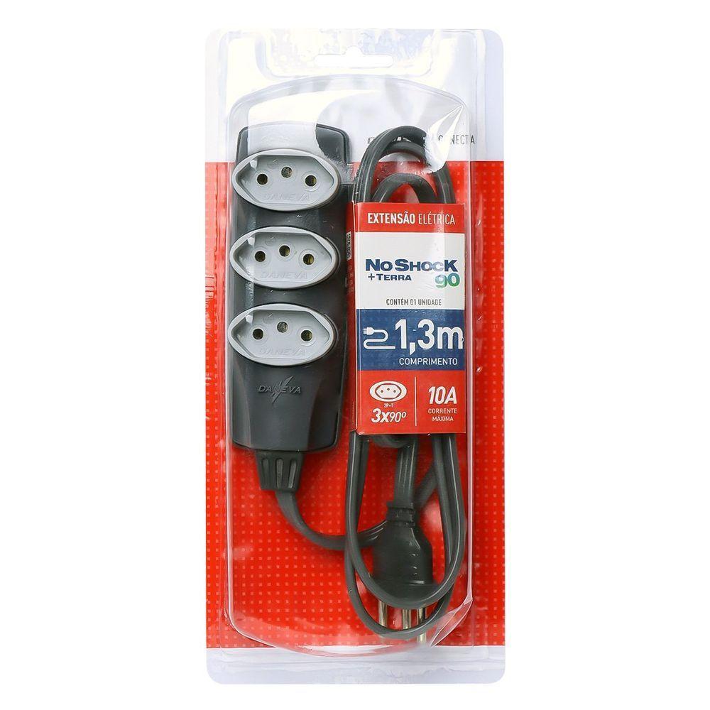 Extensao Noshock 90 Pp 3x0,75 2p+t 10a Grafite 1,3 Metros Dn1906 - 1