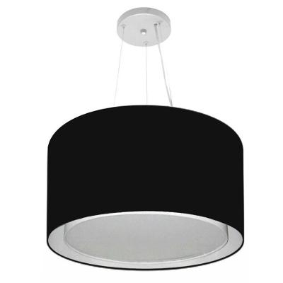 Lustre Pendente Cilíndrico Duplo Vivare Md-4299 Cúpula Em Tecido 45x30cm - Bivolt Preto 127/220v