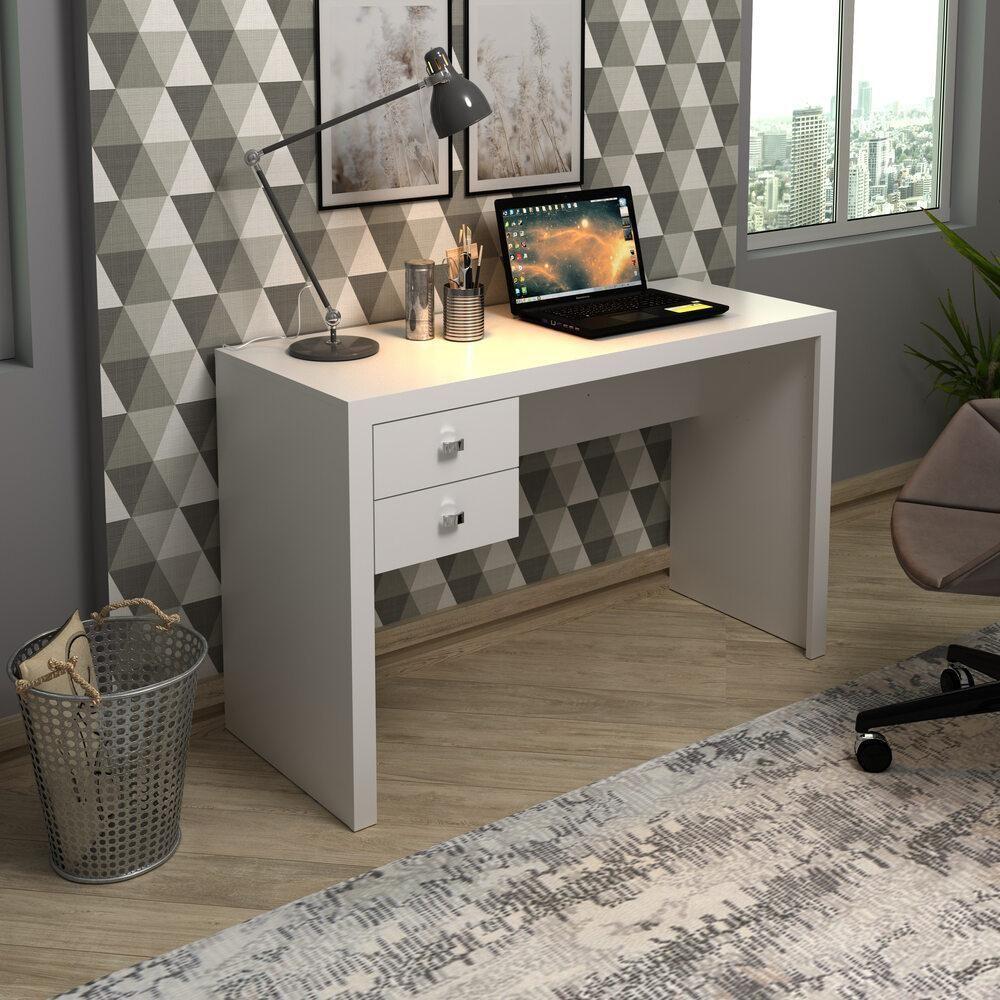 Escrivaninha Com 2 Gavetas Multimóveis Vcr25030 Branco Branco - 4