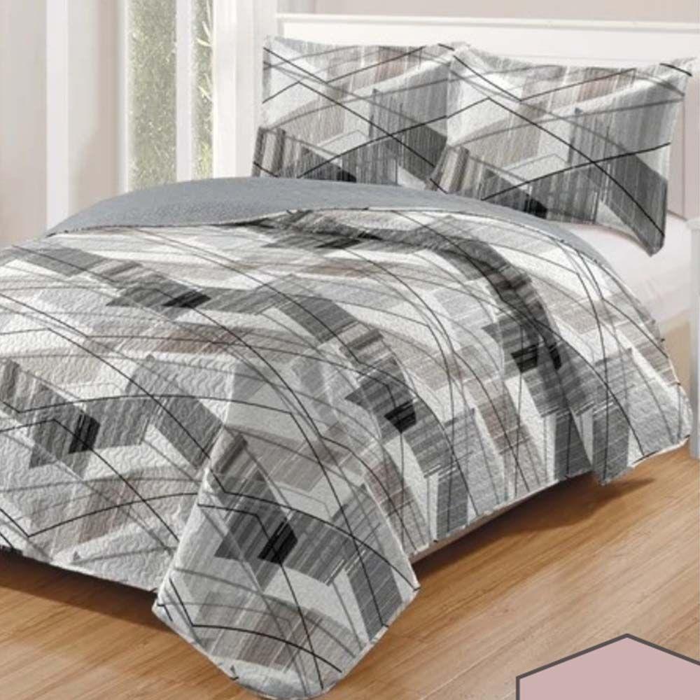 Kit Cobre Leito Colcha Daily Casal 3 Peças Dupla Face Estampado - Modelo 64 - 100% Poliéster - 1