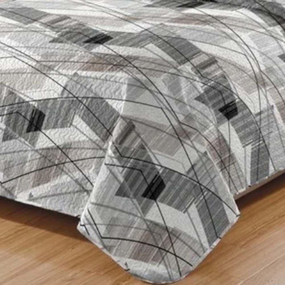 Kit Cobre Leito Colcha Daily Casal 3 Peças Dupla Face Estampado - Modelo 64 - 100% Poliéster - 3