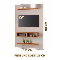 Painel Para Tv Até 50 Byte Com Nicho E 2 Prateleiras Off White / Mel Off White / Mel - 3