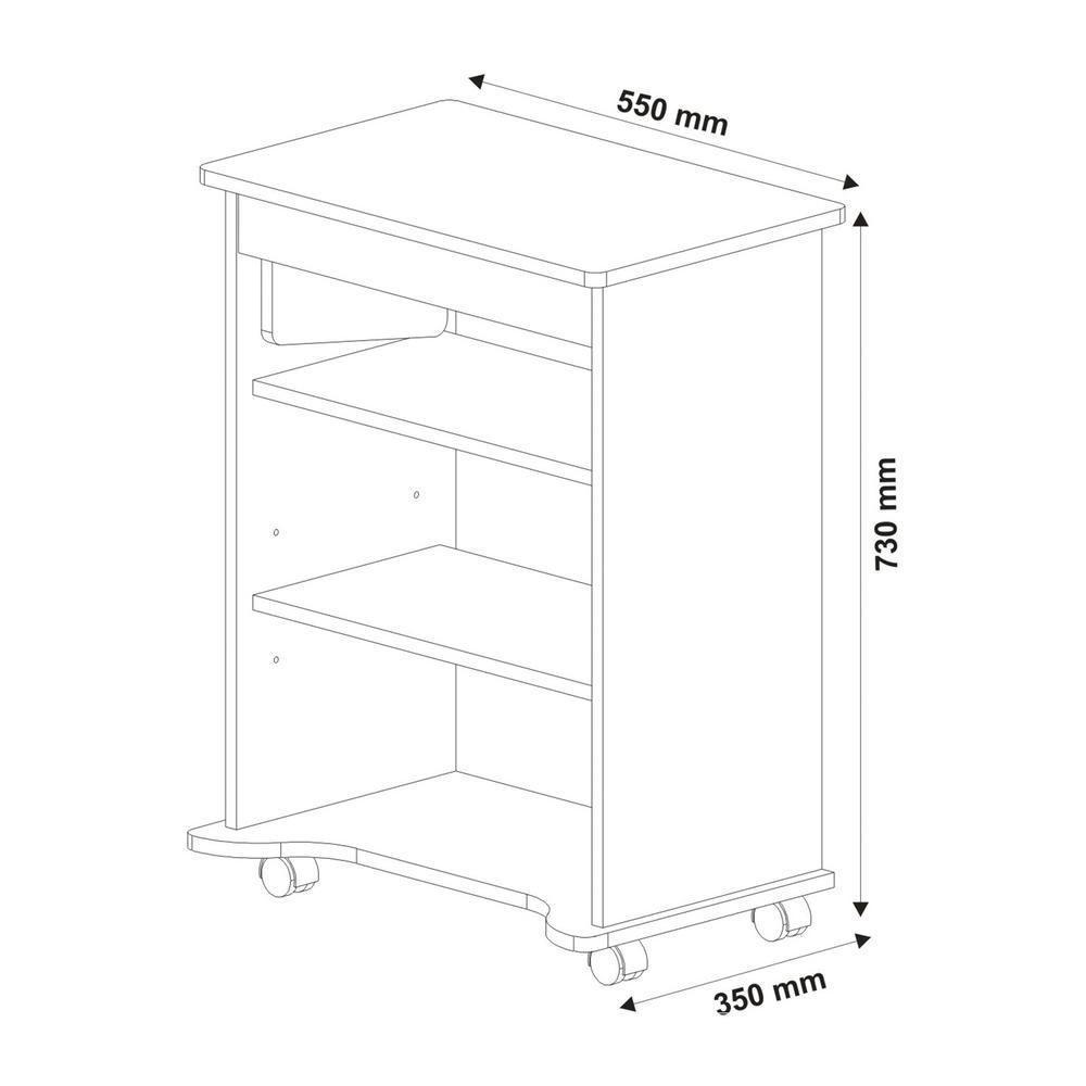 Escrivaninha 55Cm Com Tampo Portátil Multimóveis Cr25213 Branca Branco - 3