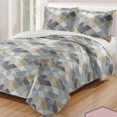 Kit Cobre Leito Colcha Daily Queen 3 Peças Dupla Face Estampado - Modelo 66 - 100% Poliéster