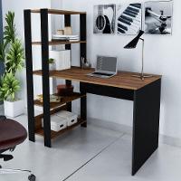 Escrivaninha 120Cm Com Estante Lateral Multimóveis Cr25207 Pinho/Preta Pinho/Preto - 1